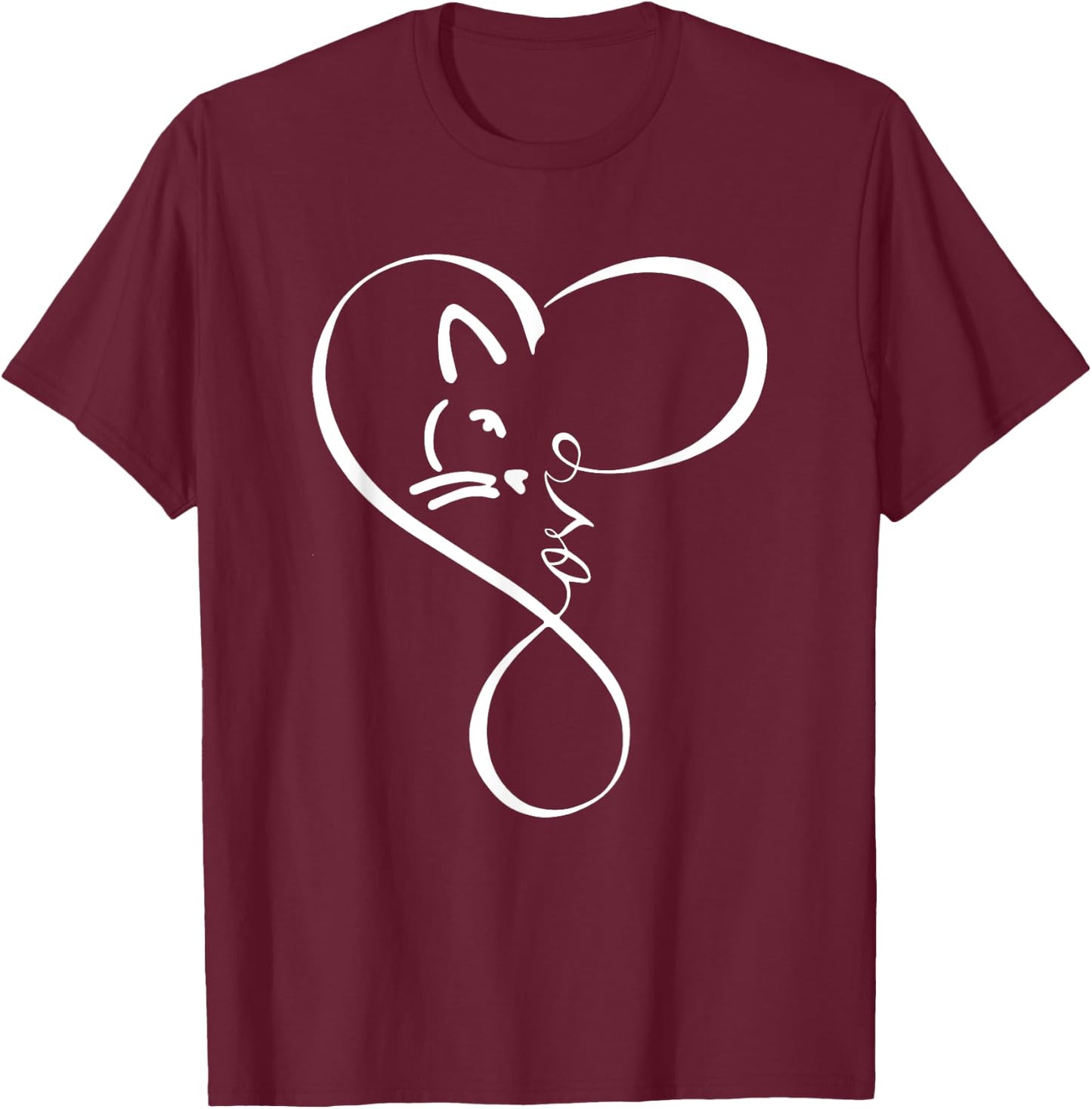 Cat Funny Cat For Kids Cute Heartbeat Cat Lover For Girls T-Shirt - T-Shirt | Maroon