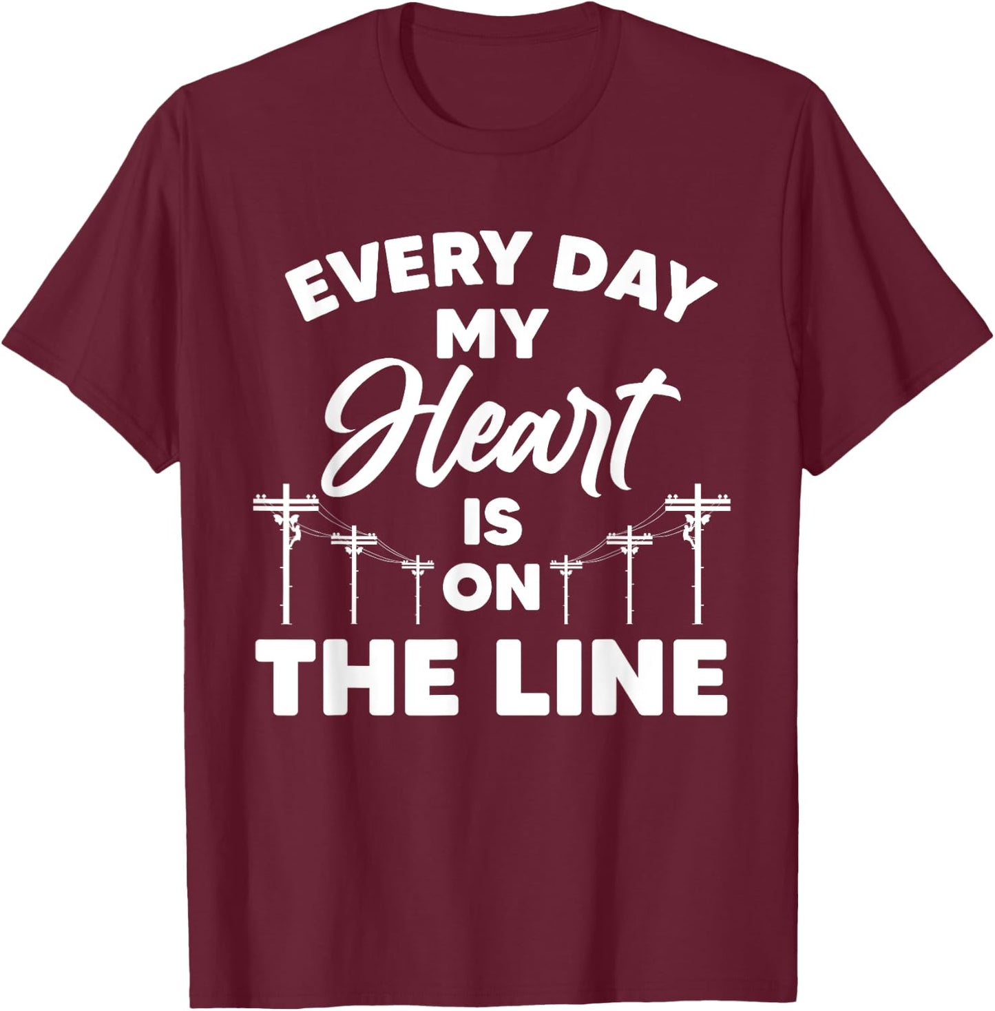 Funny Lineman Wife Girlfriend Design For Lineman Lover Women T-Shirt - T-Shirt | Maroon