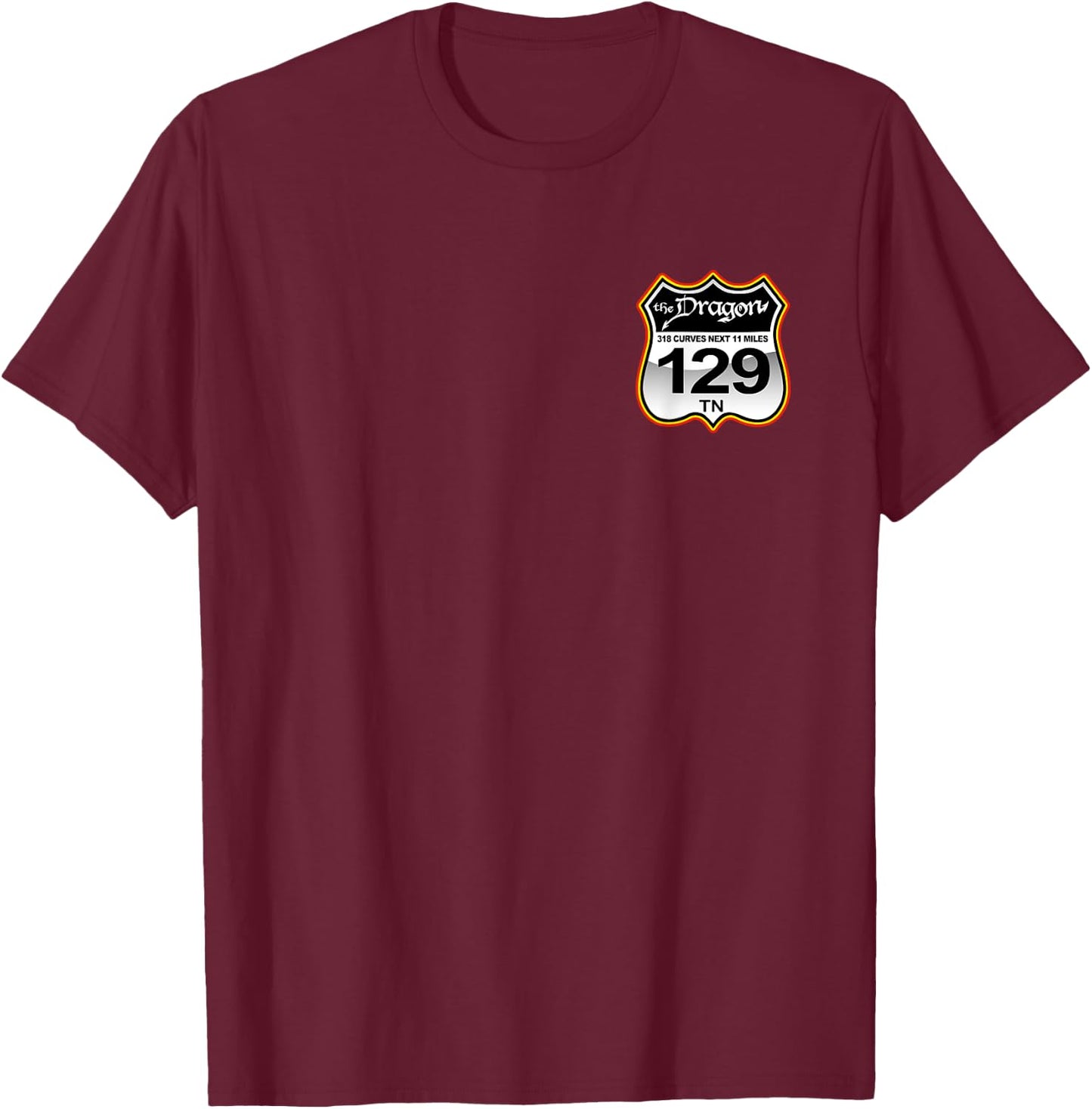 The Dragon US 129 Highway in NC and TN USA T-Shirt - T-Shirt | Maroon