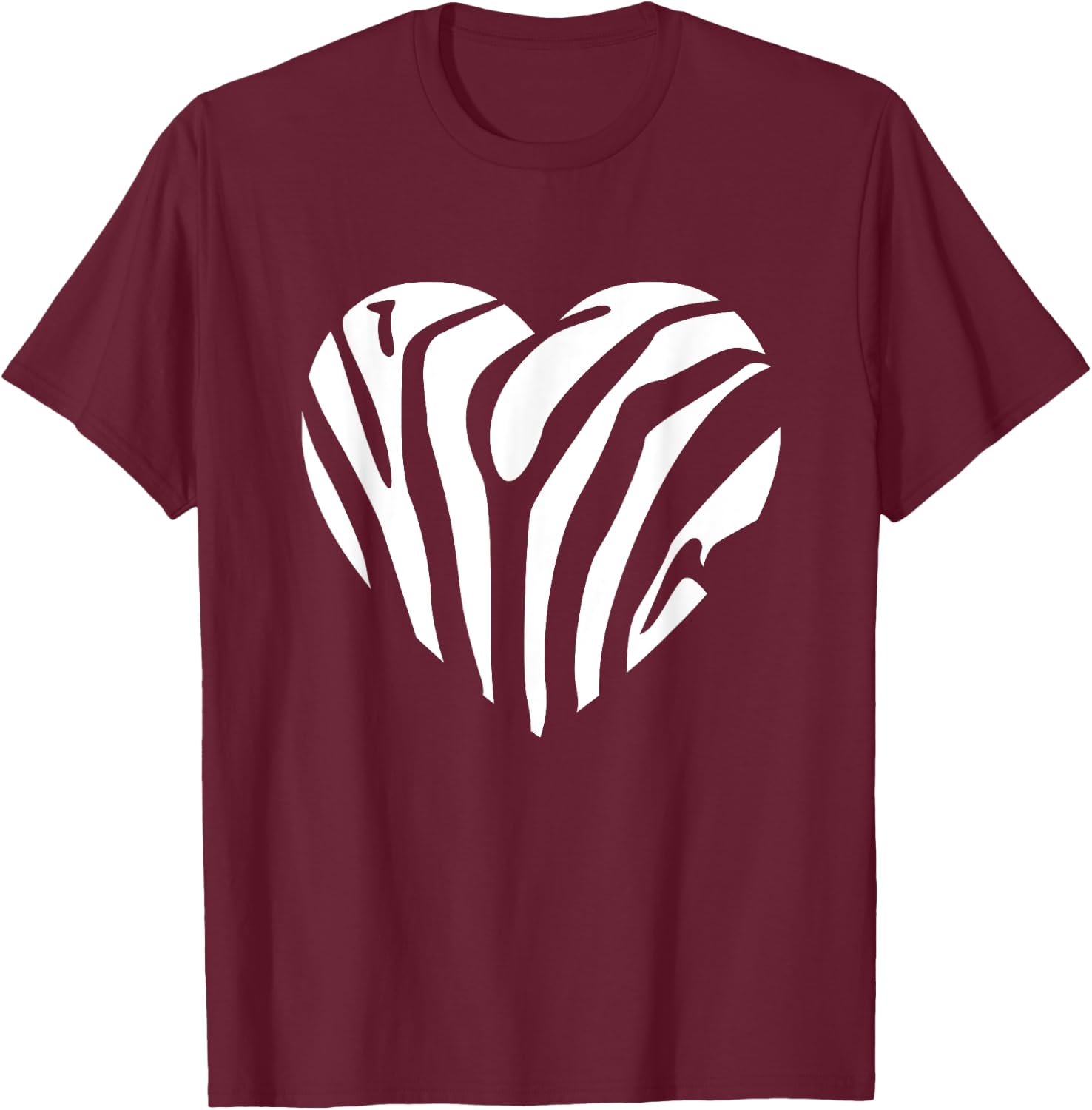 Zebra Heart Animal Lover Stripe Africa Gift Men Women Kids T-Shirt - T-Shirt | Maroon