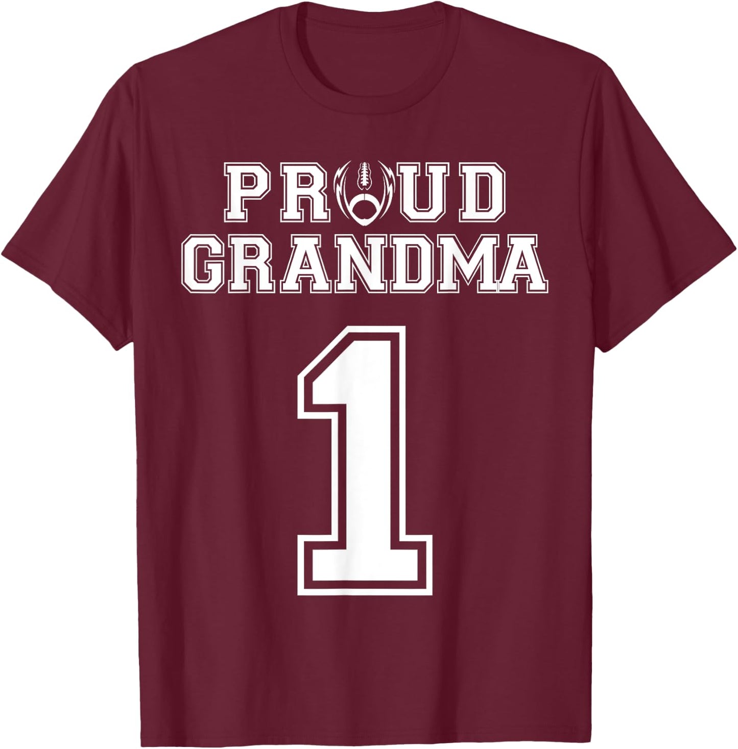 Custom Proud Football Grandma Number 1 Personalized Women T-Shirt - T-Shirt | Maroon