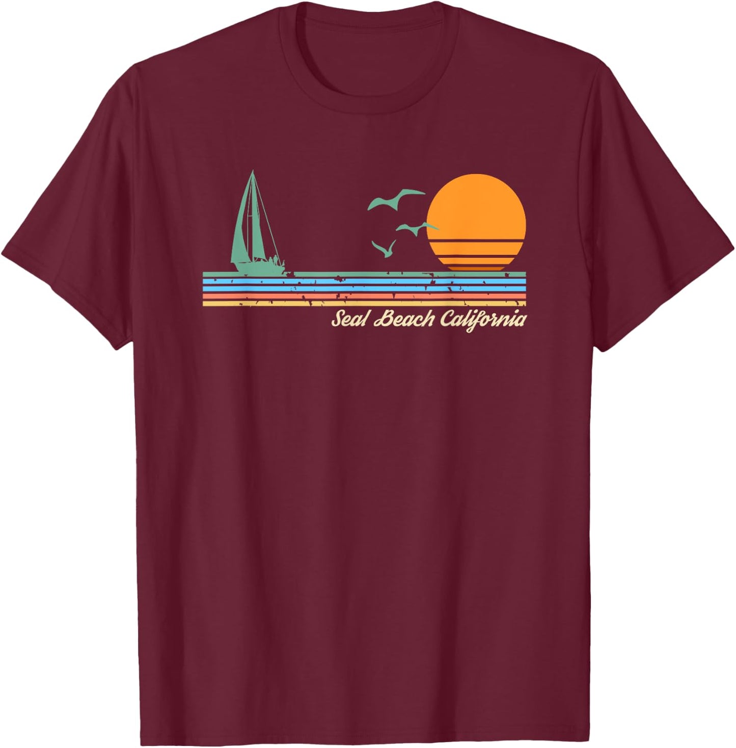 Seal Beach California Women Kids T-Shirt - T-Shirt | Maroon