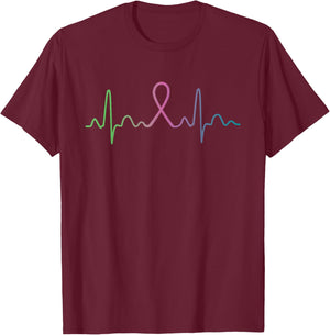 Metastatic Breast Cancer Heartbeat Awareness Survivor Face T-Shirt - T-Shirt | Maroon