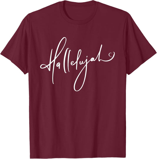 Christian | Hallelujah typography T-Shirt - T-Shirt | Maroon