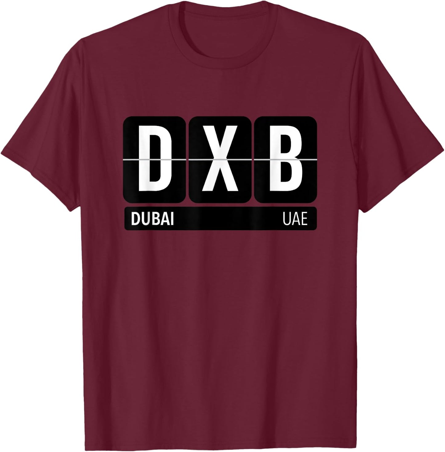 DXB Dubai Arab Emirates Travel Souvenir (White) T-Shirt - T-Shirt | Maroon
