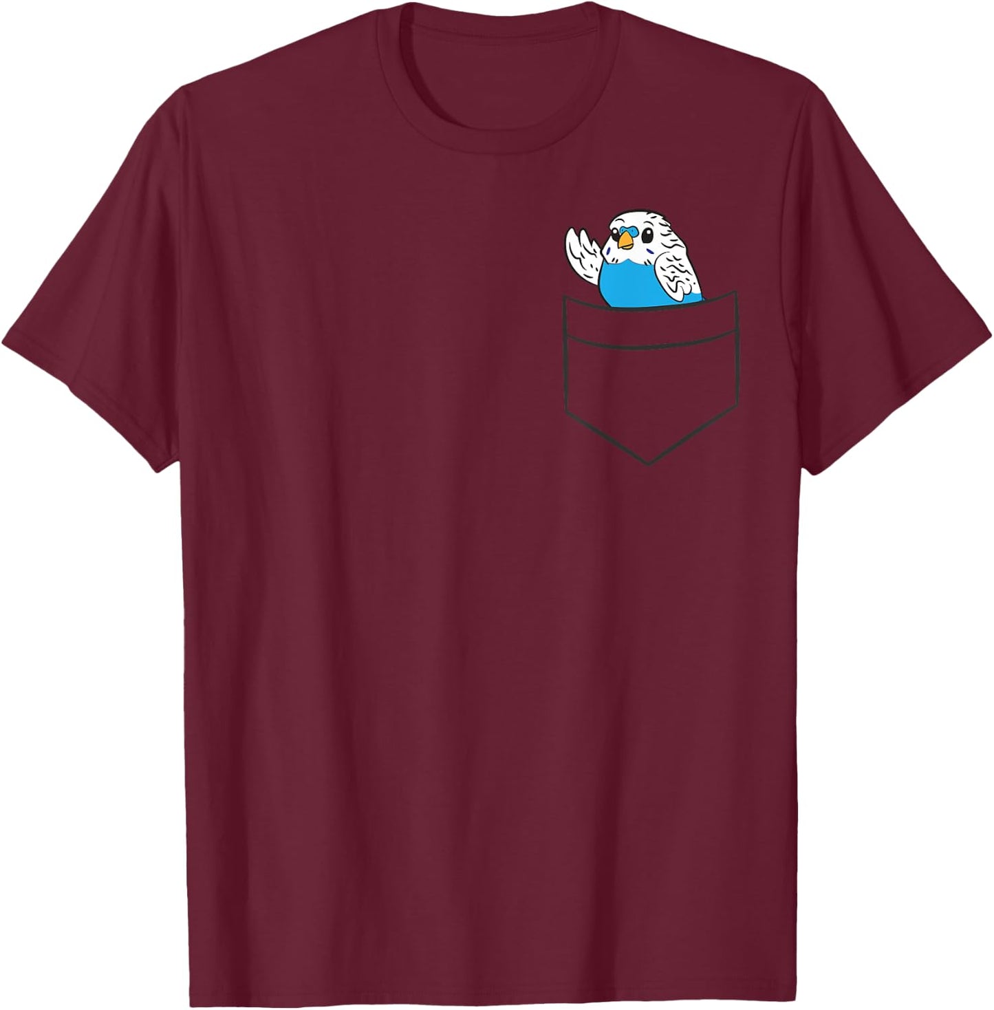 Budgie Bird Lover Cute Budgie In a Pocket T-Shirt - T-Shirt | Maroon