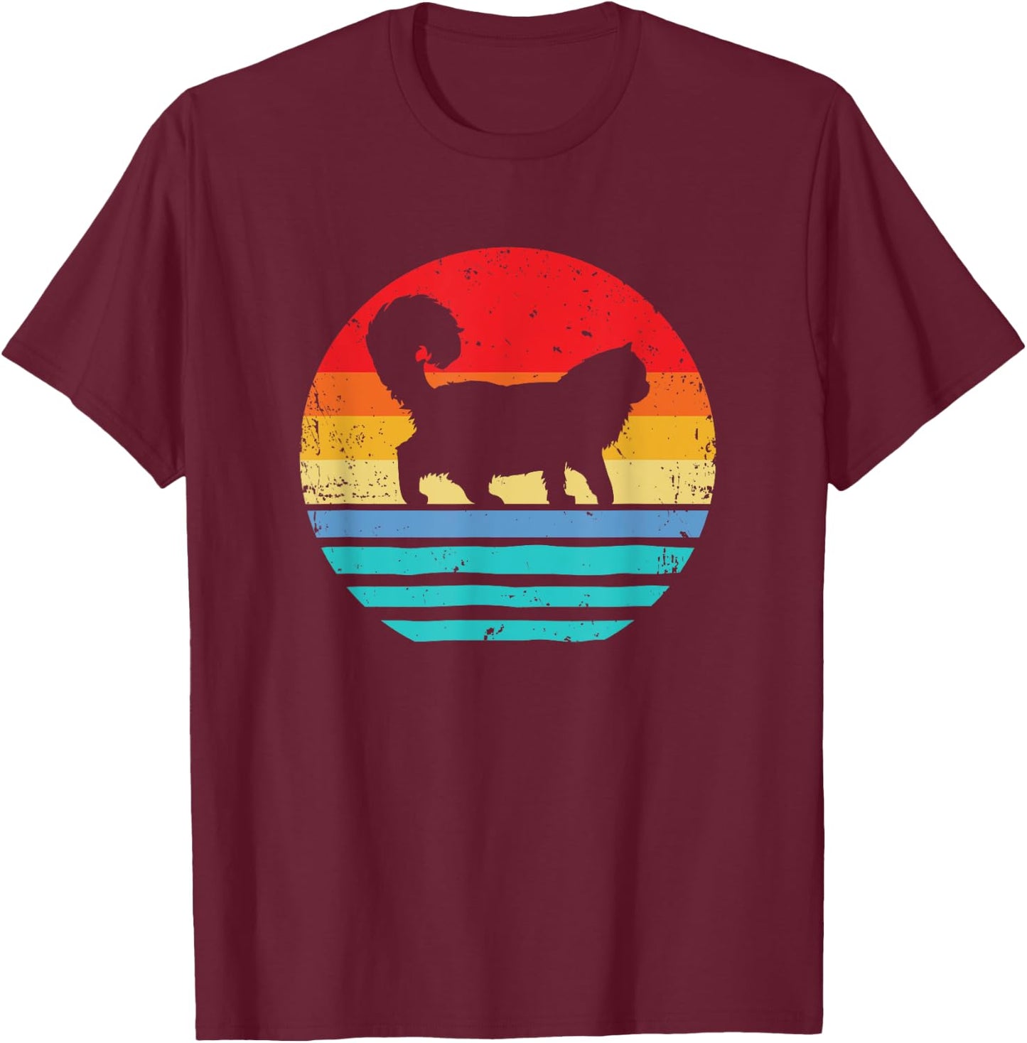 Ragdoll Cat Shirt Women Kids Men Sunset Retro Cat T-Shirt - T-Shirt | Maroon