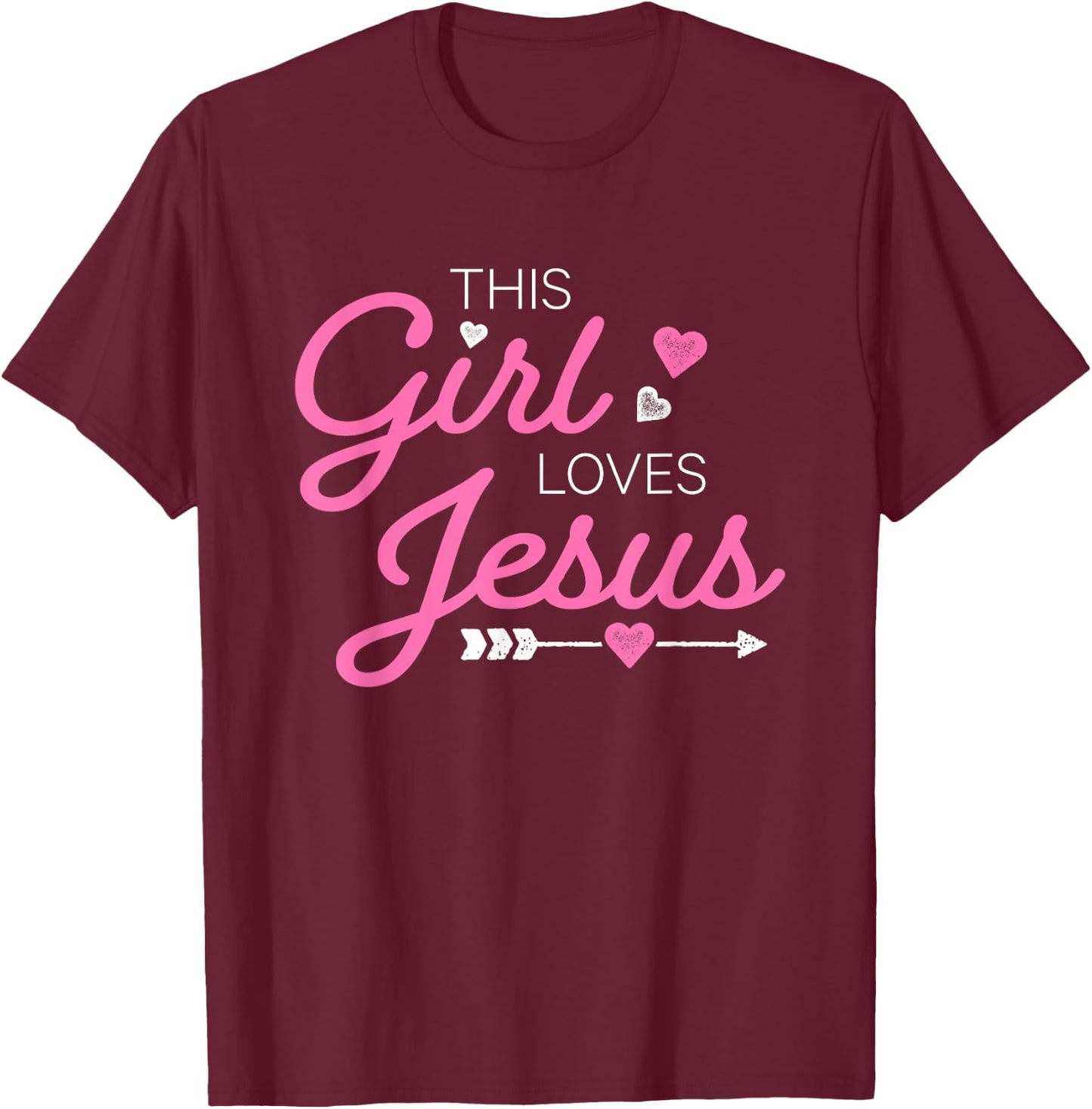 This Girl Loves Jesus For Christian Women Girls Kids Youth T-Shirt - T-Shirt | Maroon