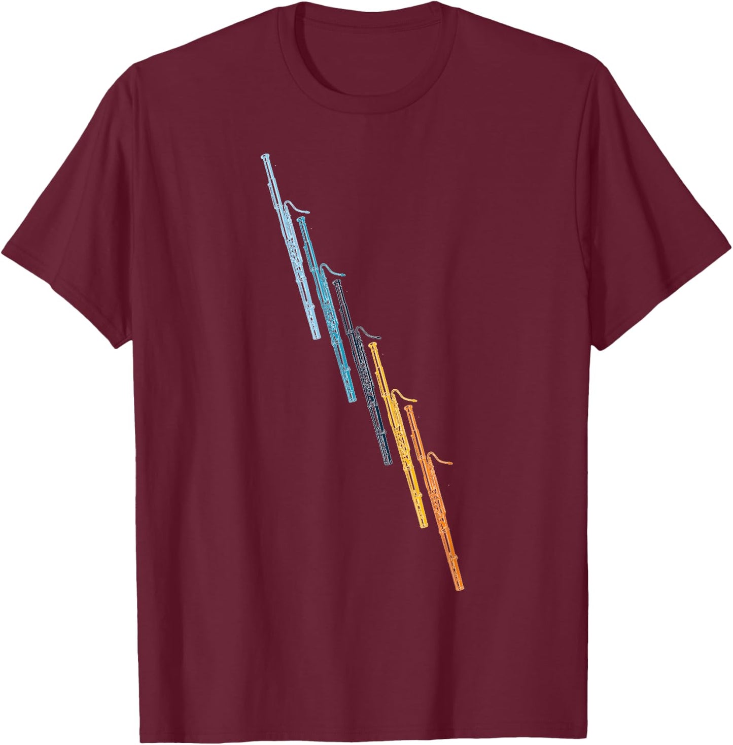 Funny Bassoon Retro Rainbow - Bassoon Player Orchestra Band T-Shirt - T-Shirt | Maroon