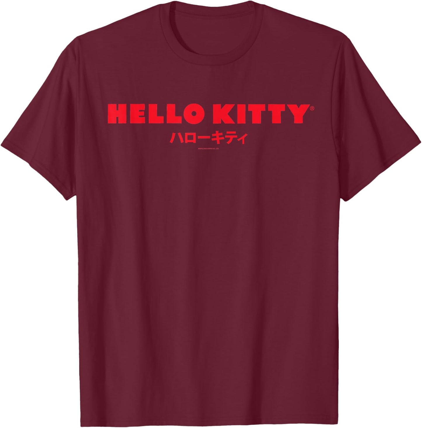 Hello Kitty Classic Logo in Japanese Shirt T-Shirt - T-Shirt | Maroon