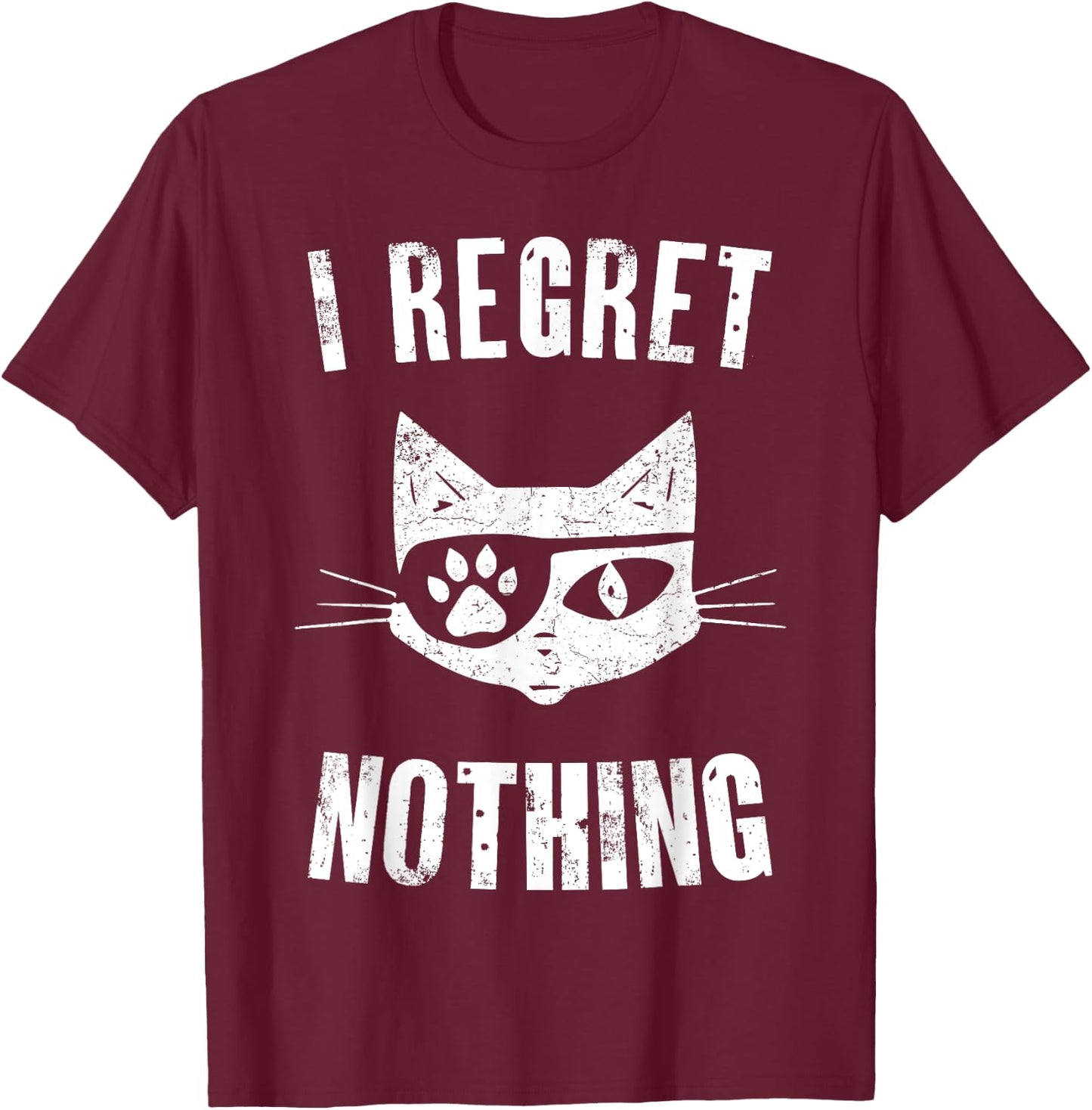 Pirate Cat I Regret Nothing Eye Patch Hook T-Shirt - T-Shirt | Maroon