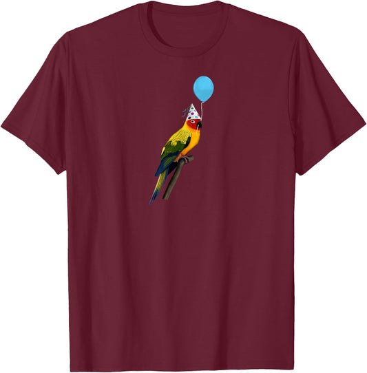 Sun Conure Bird Party Birdwatcher Animal Biologist T-Shirt - T-Shirt | Maroon