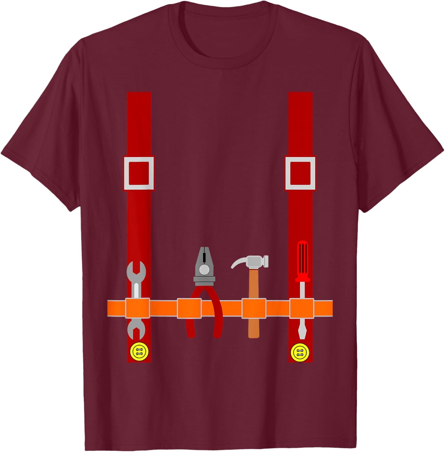 Men's Plumber Costume Halloween Fancy Dress Up T-Shirt - T-Shirt | Maroon