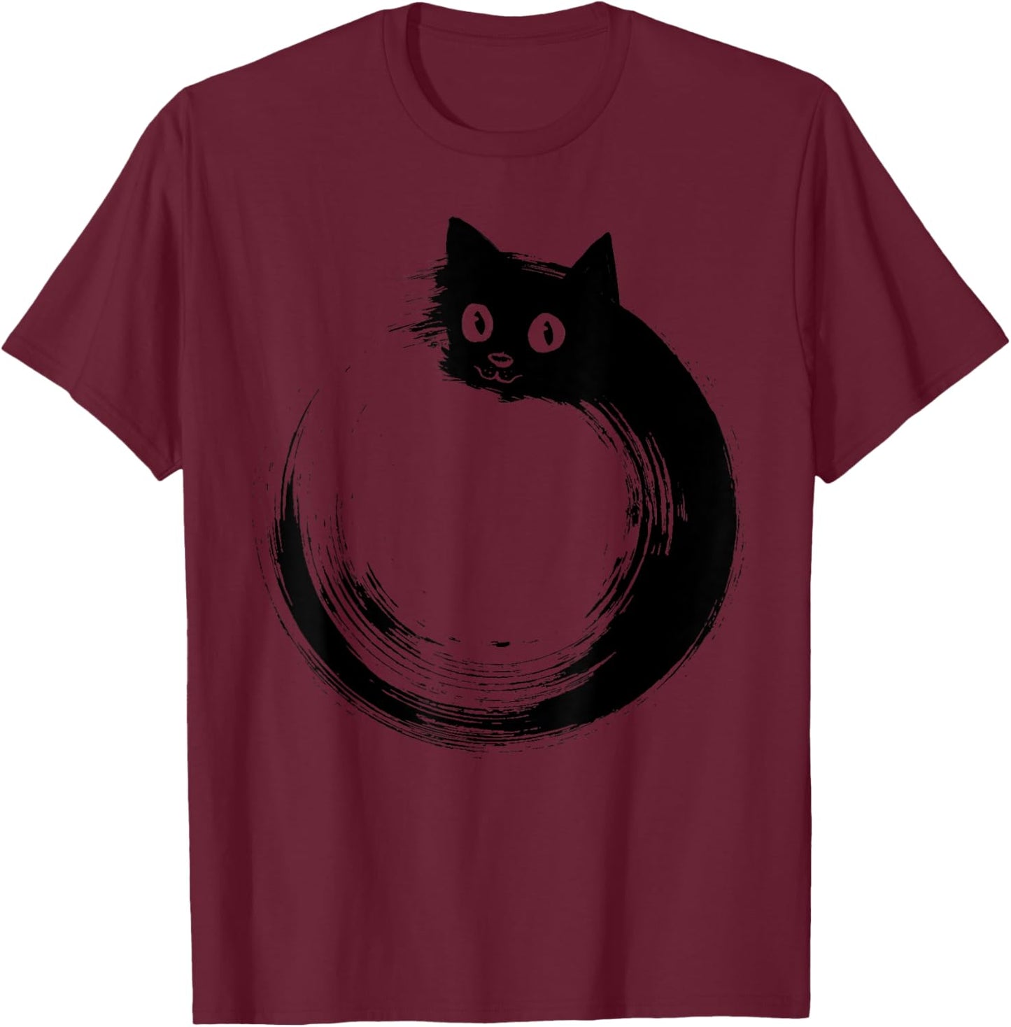 Dog Eat Doug -Adults Funny Cat Circle Meditation Japanese Zen T-Shirt - T-Shirt | Maroon