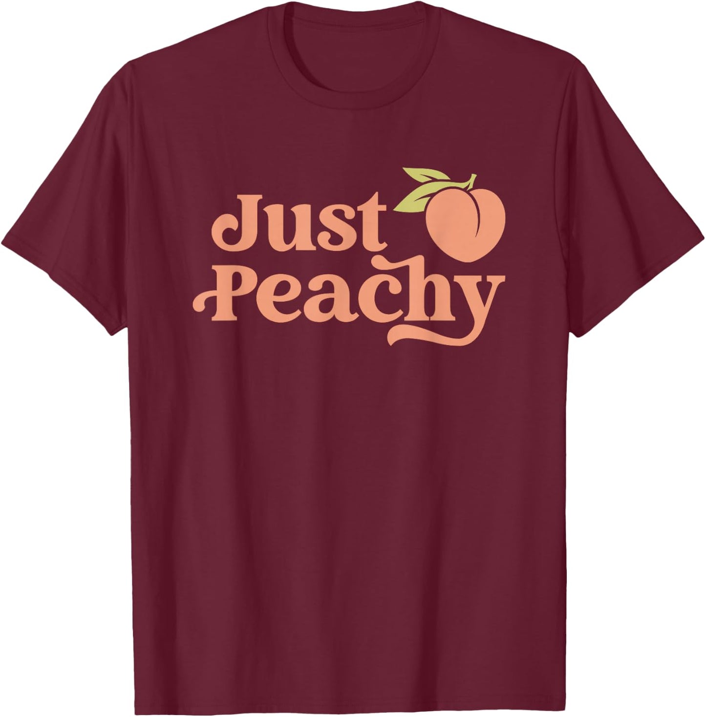 Just Peachy Retro 70s Georgia Peaches Summer Fruit T-Shirt - T-Shirt | Maroon