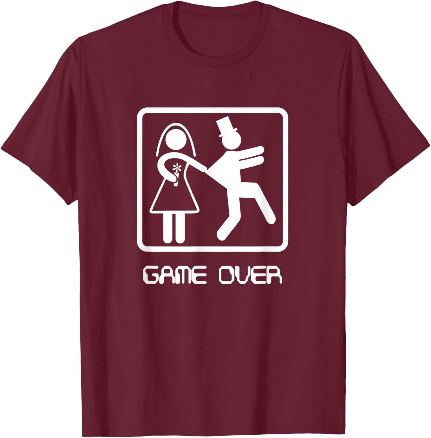 Game over shirt - Video Gamer Bachelor Wedding Groom shirt T-Shirt - T-Shirt | Maroon