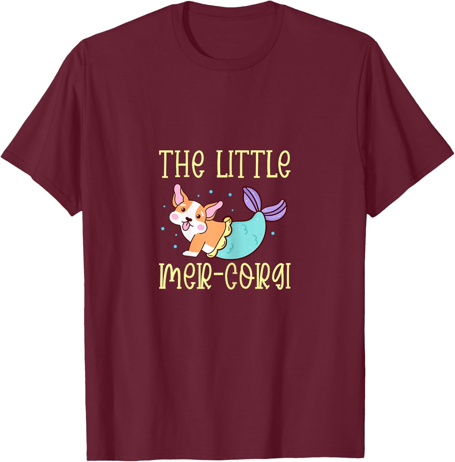 Corgi Mermaid The Little Sea Corgi Dog Lover Kawaii Kids T-Shirt - T-Shirt | Maroon