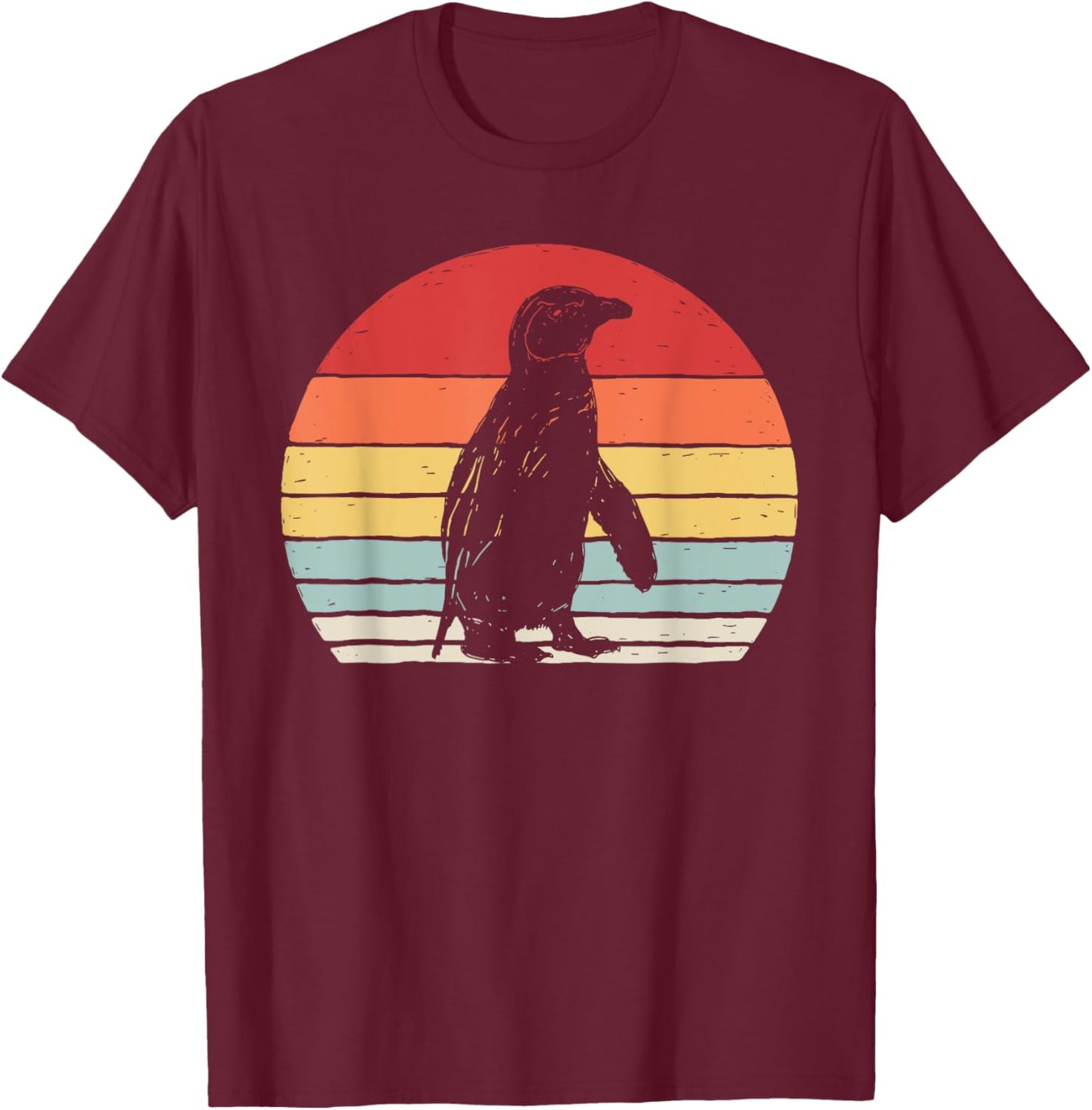 Catch Some Rays Vintage Retro African Penguin Cape Penguin -Adults Black Short Sleeve T-Shirt - T-Shirt | Maroon