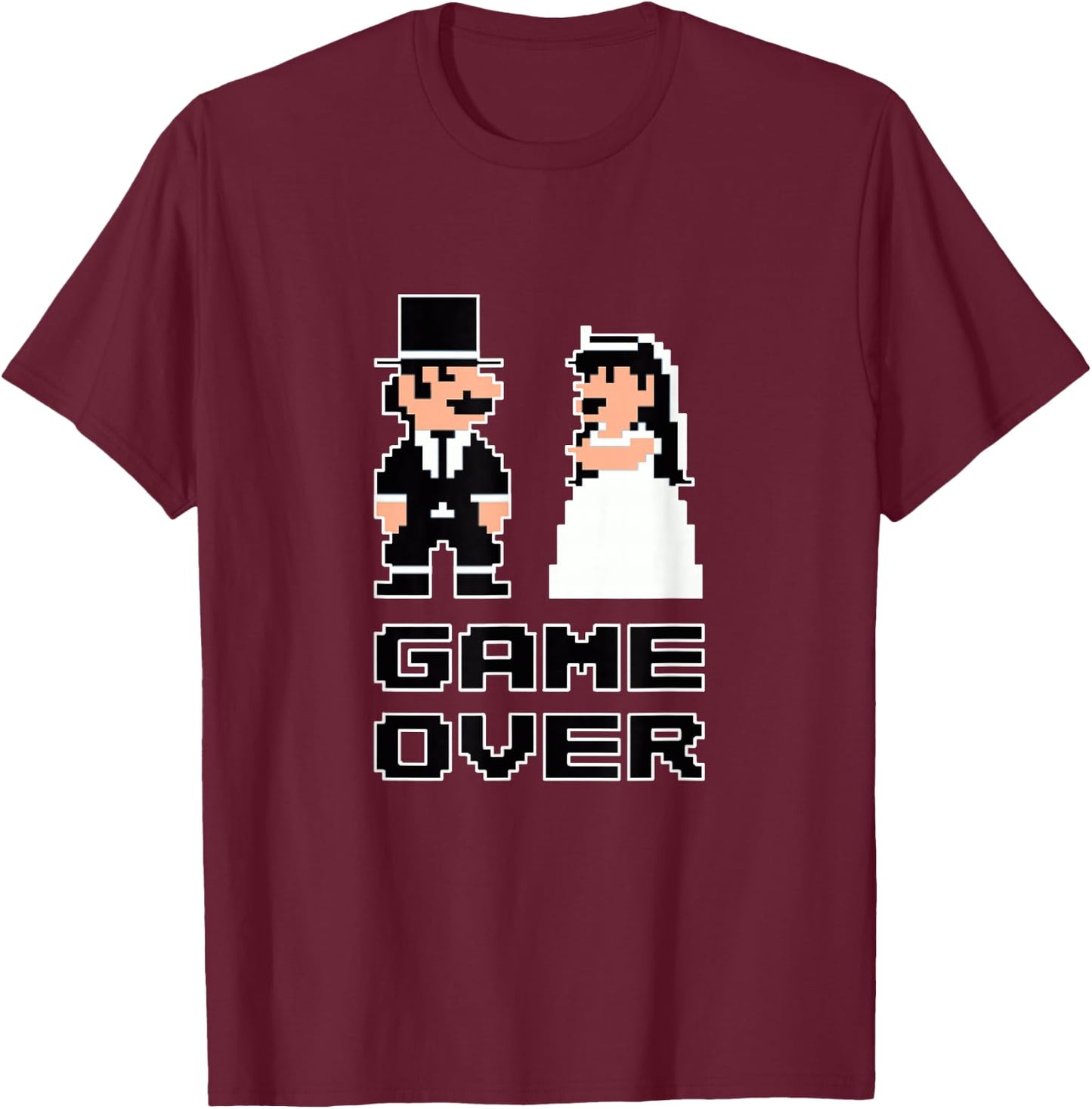 Game Over Bachelor Party Wedding Groomsman Humor Groom Men T-Shirt - T-Shirt | Maroon