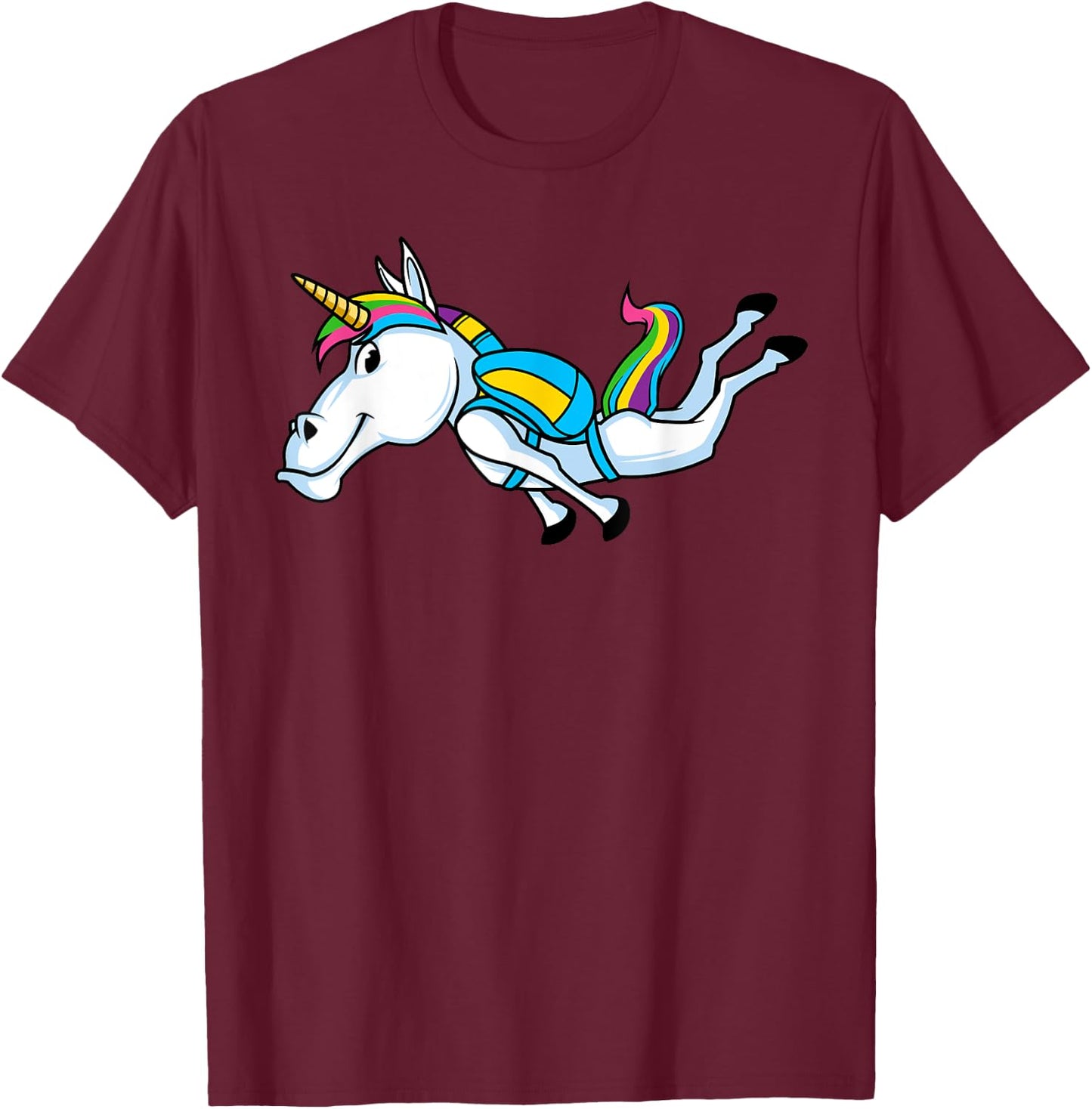Funny Unicorn Sports Skydiving Magical Parachuting Skydiver T-Shirt - T-Shirt | Maroon