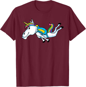 Funny Unicorn Sports Skydiving Magical Parachuting Skydiver T-Shirt - T-Shirt | Maroon