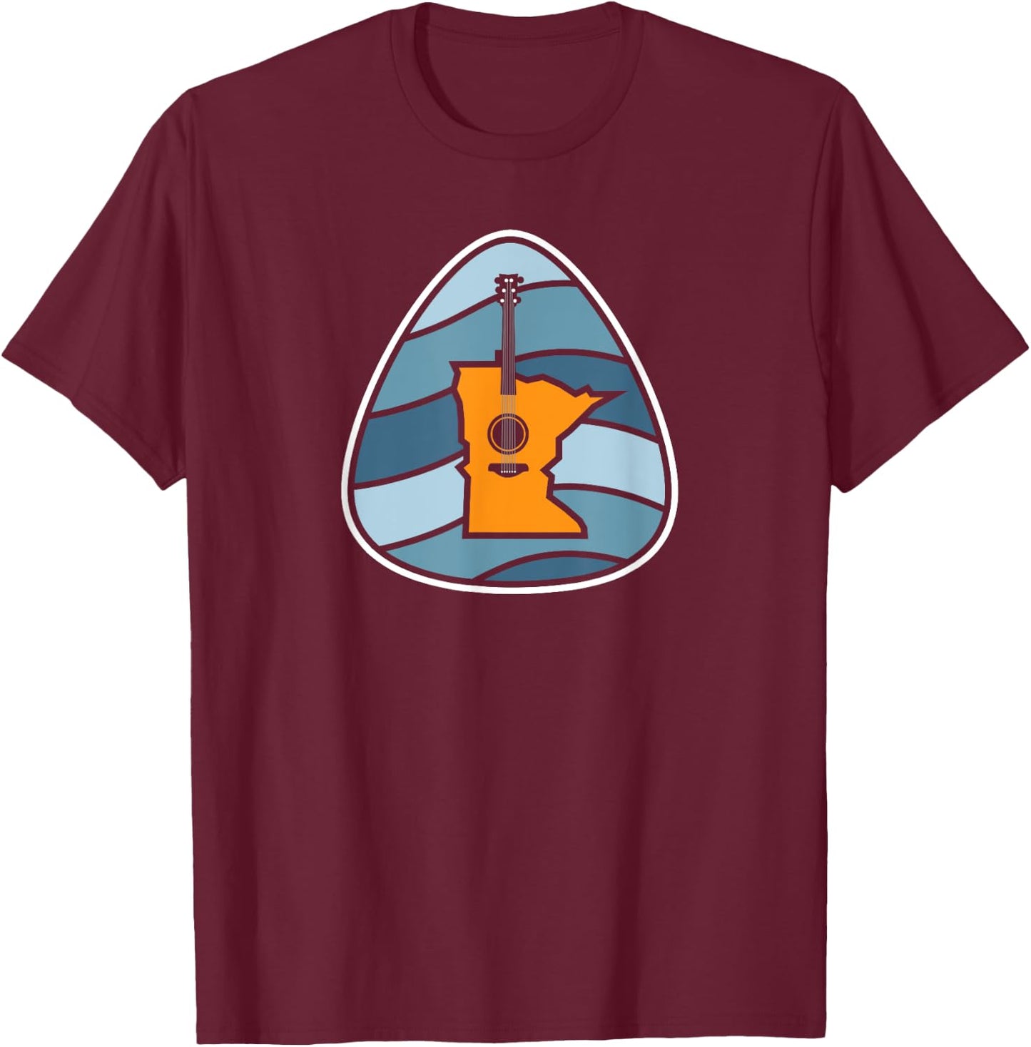 Retro Minnesota Music Acoustic Guitar Rock T-Shirt - T-Shirt | Maroon
