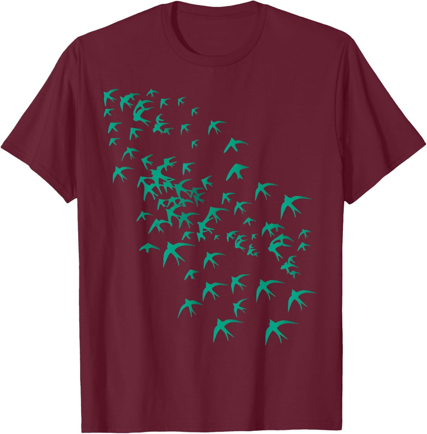 Flying Swarm of Swallows- Flock of Birds in the Sky & Nature T-Shirt - T-Shirt | Maroon