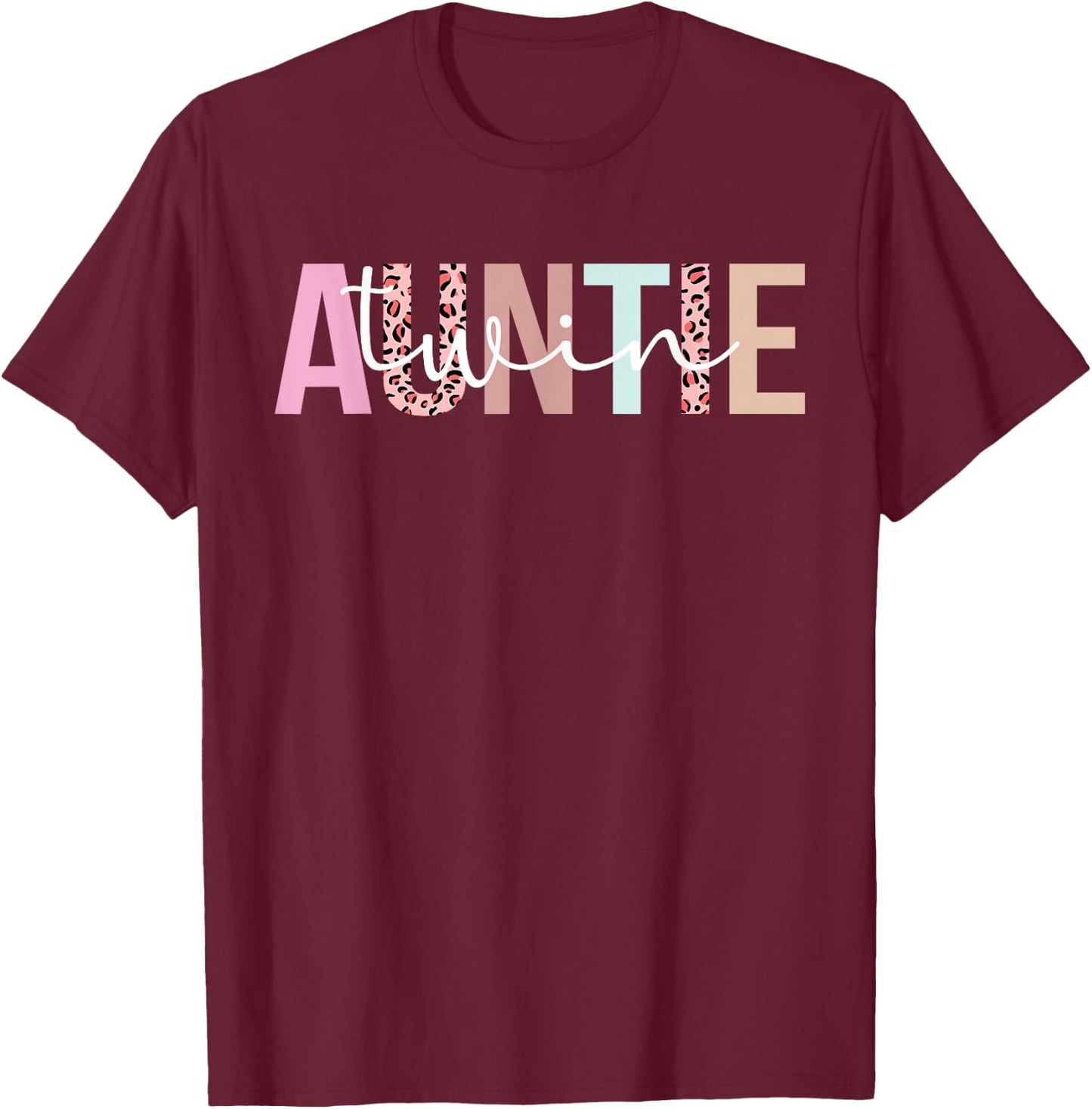 Cute Auntie Of Twins For Mother's Day Twin Aunt Boho Black T-Shirt - T-Shirt | Maroon