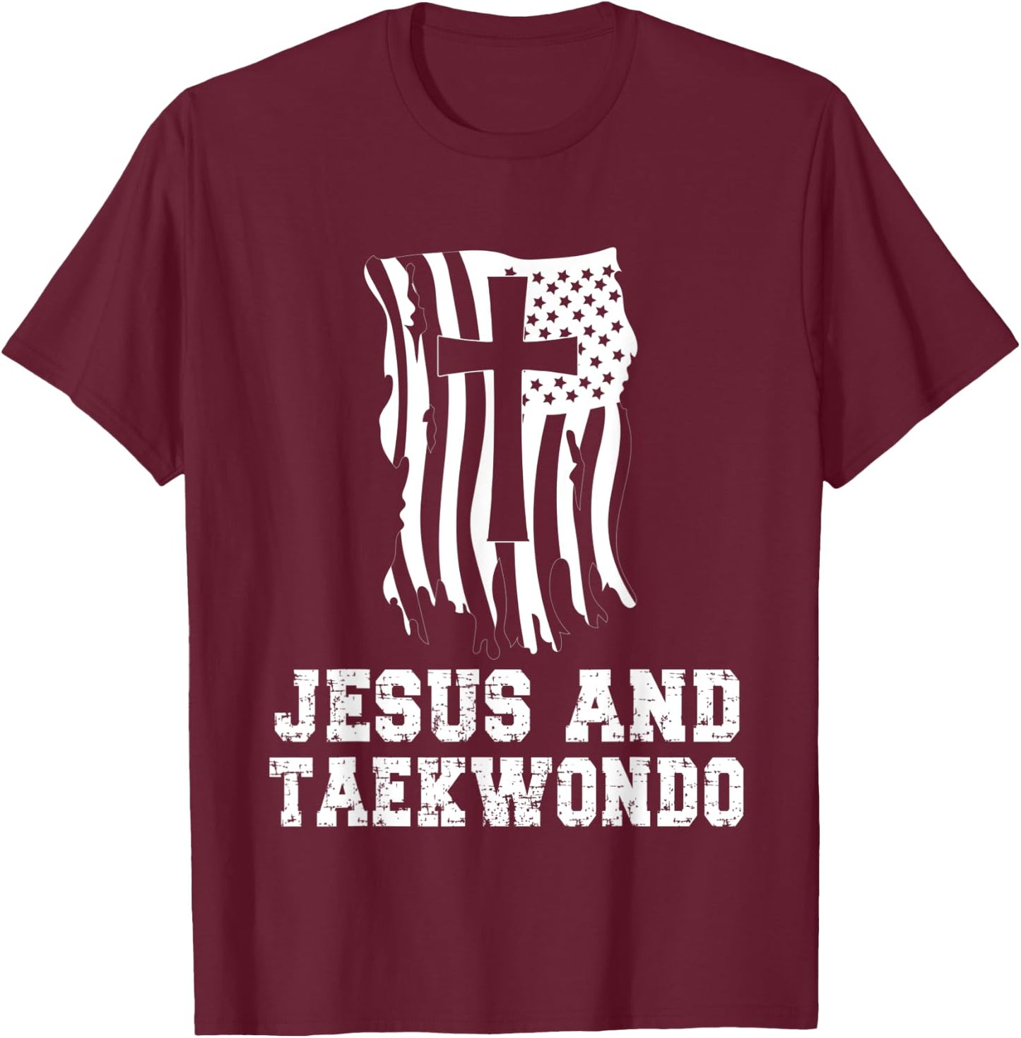 Jesus And Taekwondo Instructor Christian Martial Arts Fan T-Shirt - T-Shirt | Maroon