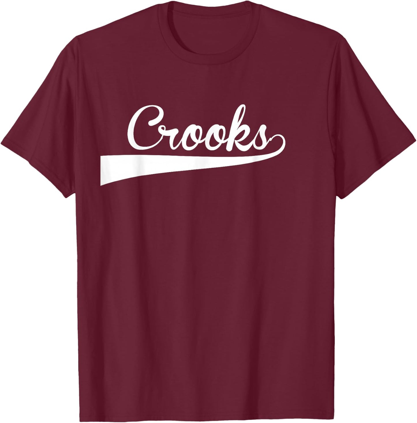 CROOKS Baseball Vintage Retro Font T-Shirt - T-Shirt | Maroon