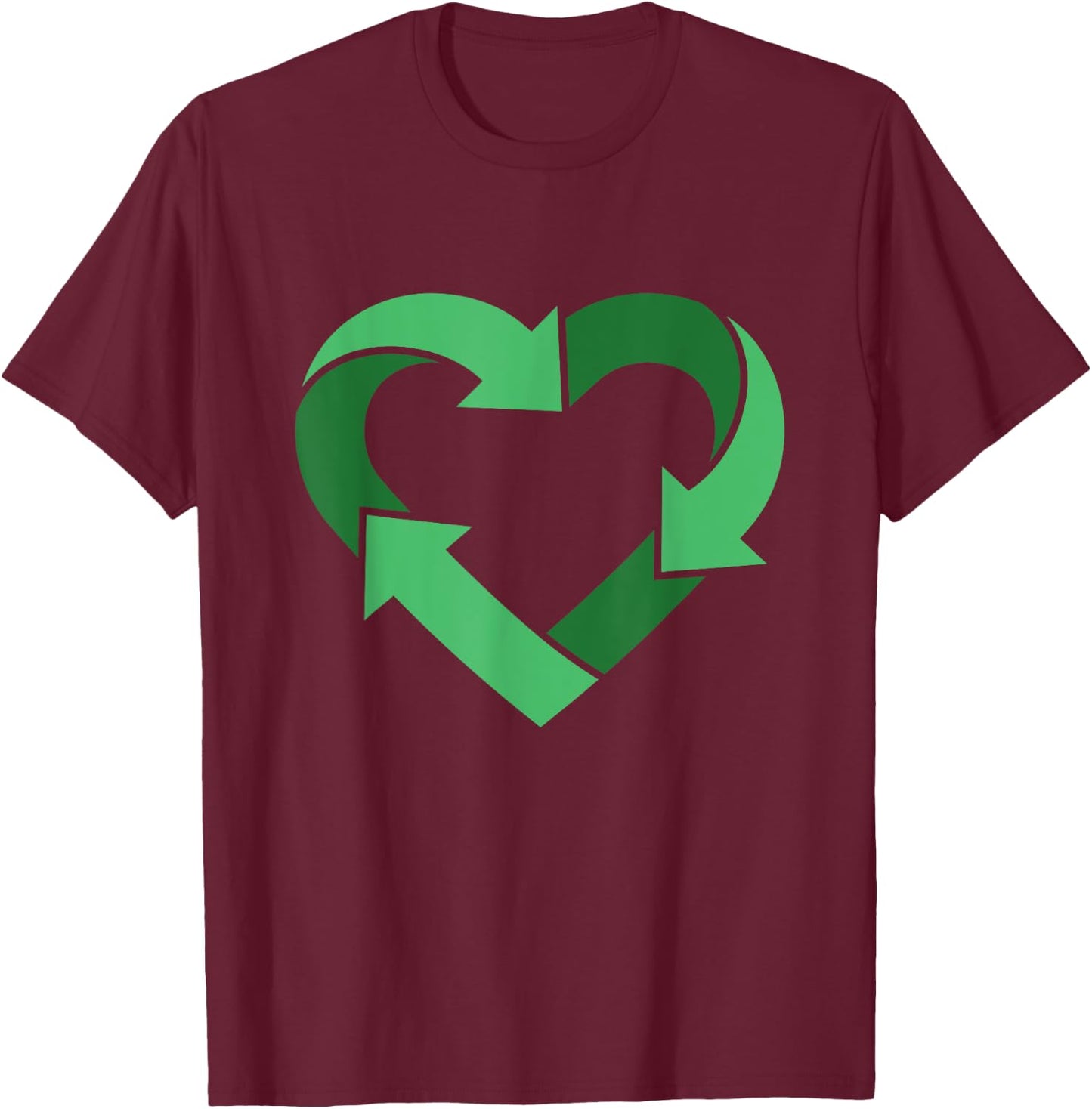 Vintage Recycle Logo Heart Shaped Earth Day Nature Planet T-Shirt - T-Shirt | Maroon