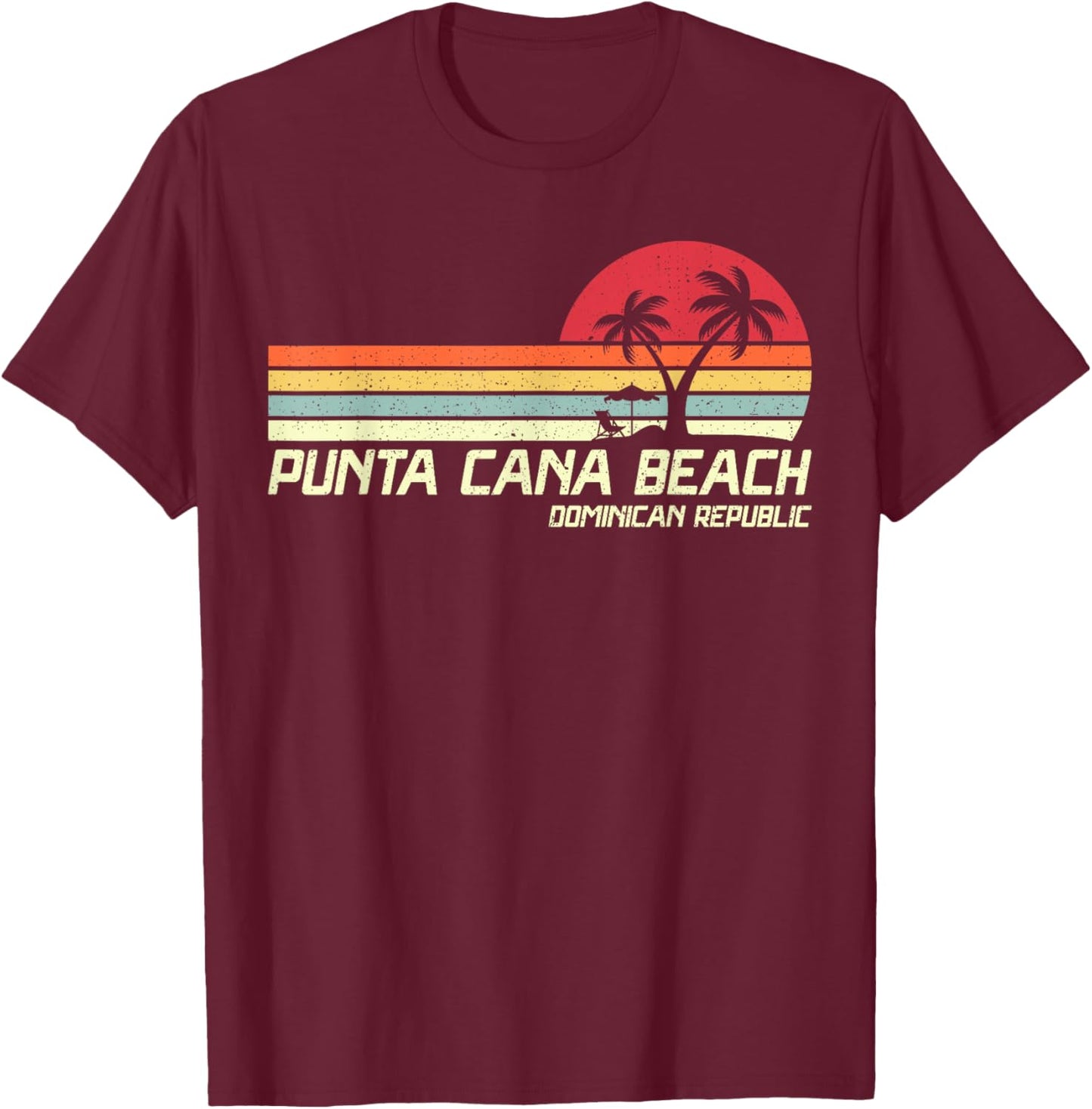 Summer Vacation Vintage Dominican Republic Punta Cana Beach Women Kids T-Shirt - T-Shirt | Maroon