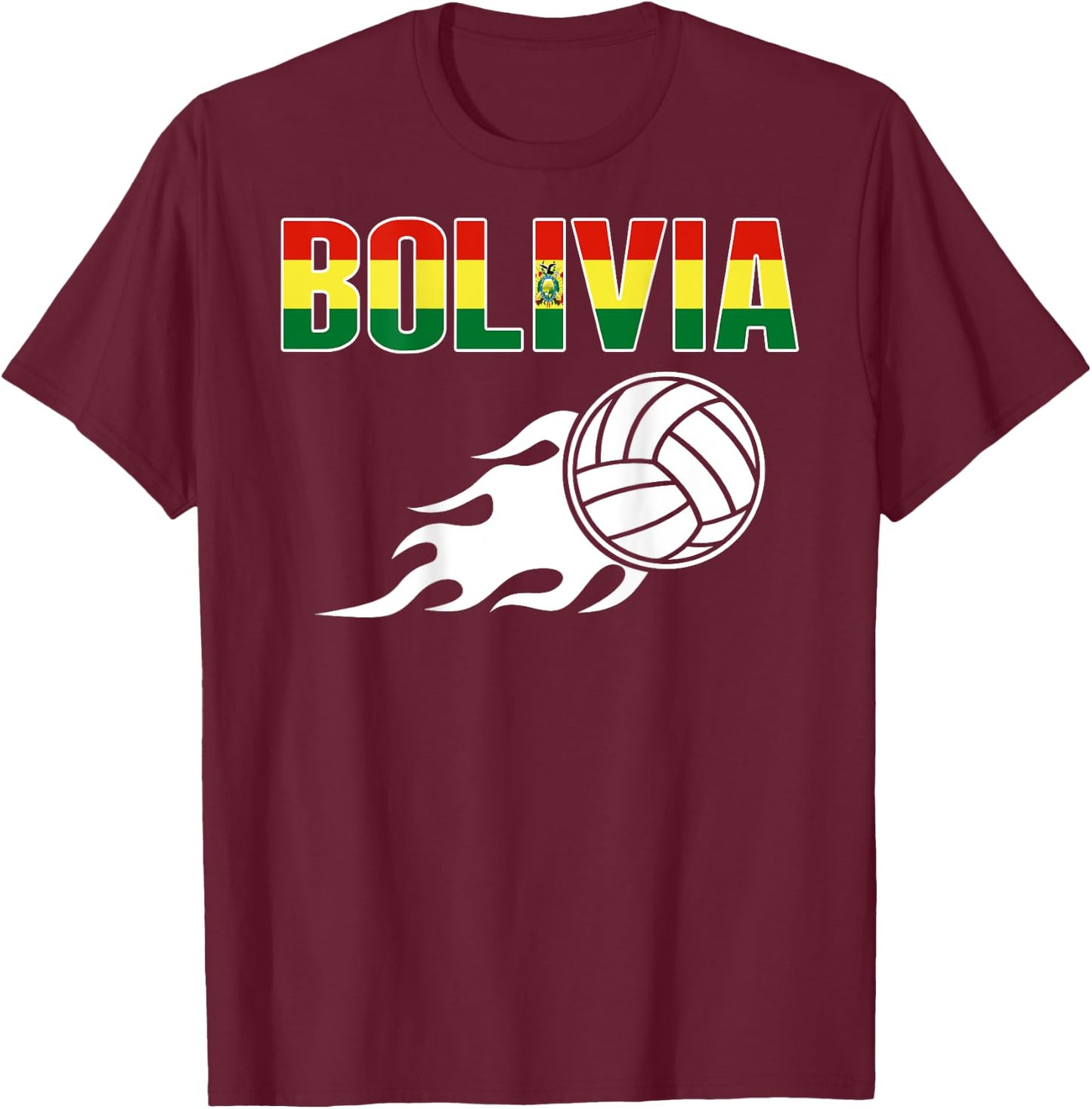 Bolivia Volleyball Fans Jersey - Bolivian Flag Sport Lovers T-Shirt - T-Shirt | Maroon