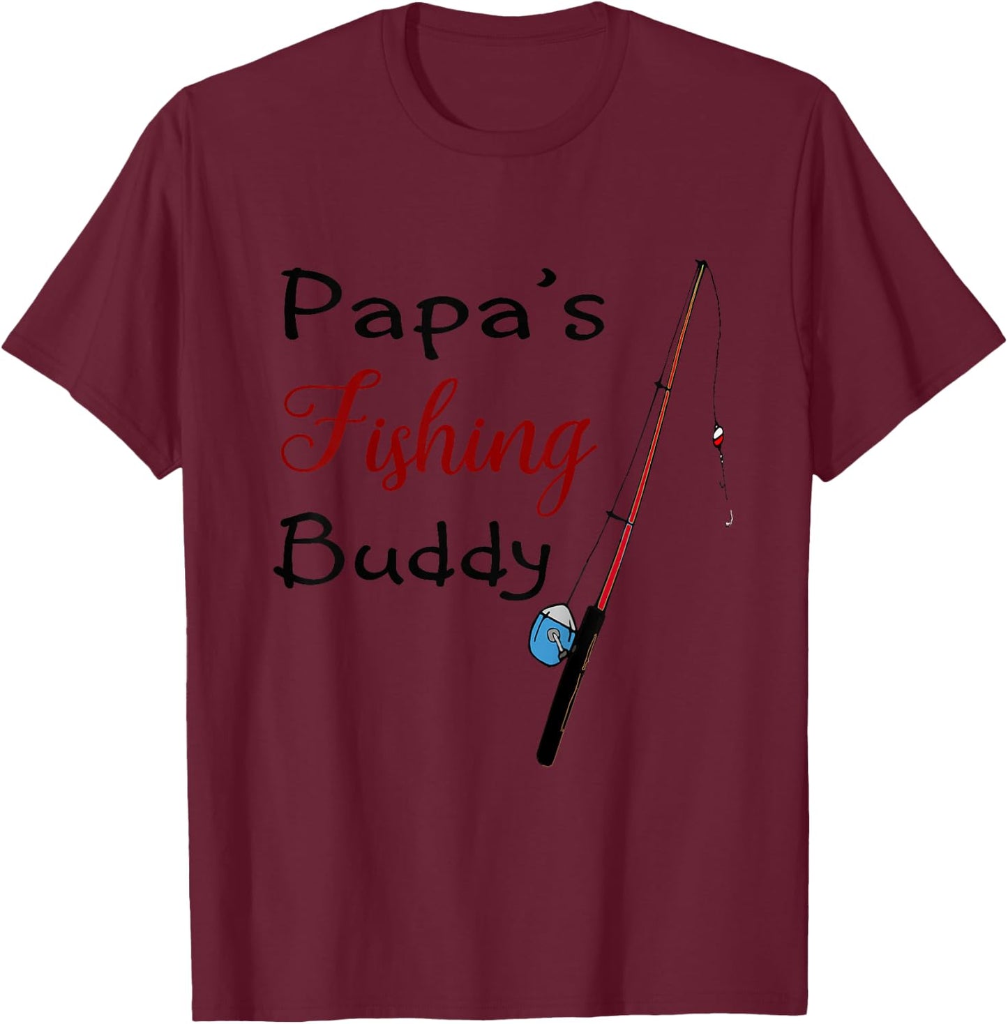 Papa's Fishing Buddy Kid Grand Child's T-Shirt - T-Shirt | Maroon