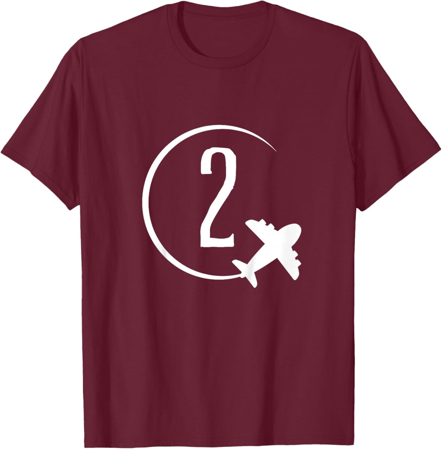 Kids Two year old boy Airplane Shirt. Fun Boy 2nd birthday T-Shirt - T-Shirt | Maroon