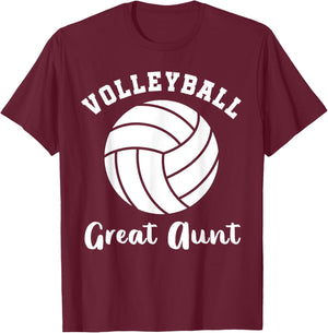 Volleyball Great Aunt Matching Family Volleyball Team T-Shirt - T-Shirt | Maroon