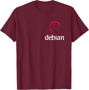 Linux Debian lovers Spiral Logo Open Source Os T-Shirt - T-Shirt | Maroon