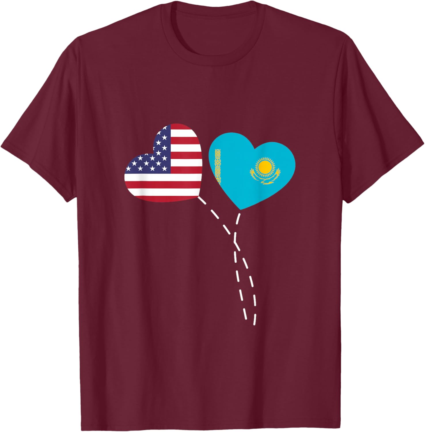 Loving USA Kazakhstan Flag Heart Kazakh Americans Love T-Shirt - T-Shirt | Maroon