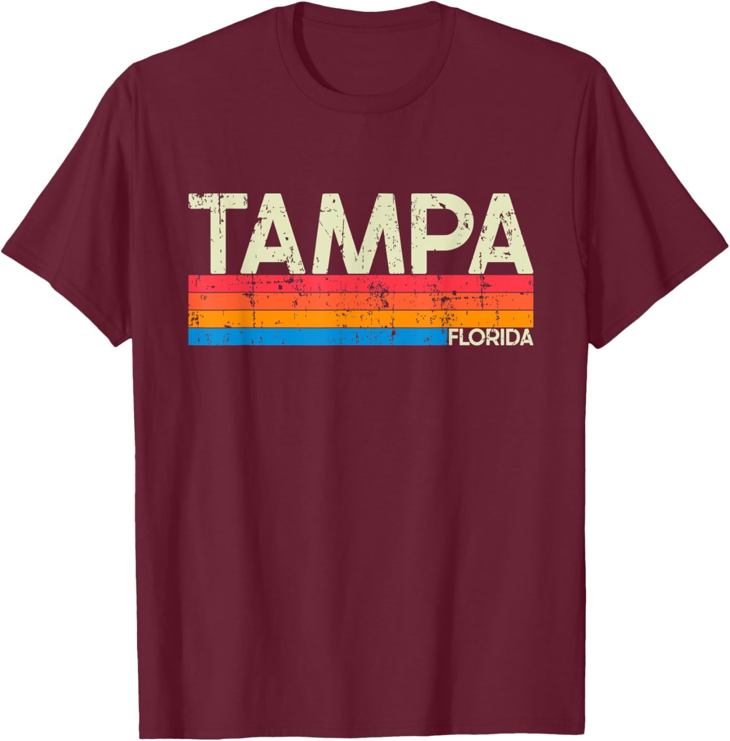 Vintage Retro Tampa Florida Distressed T-Shirt - T-Shirt | Maroon