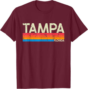 Vintage Retro Tampa Florida Distressed T-Shirt - T-Shirt | Maroon