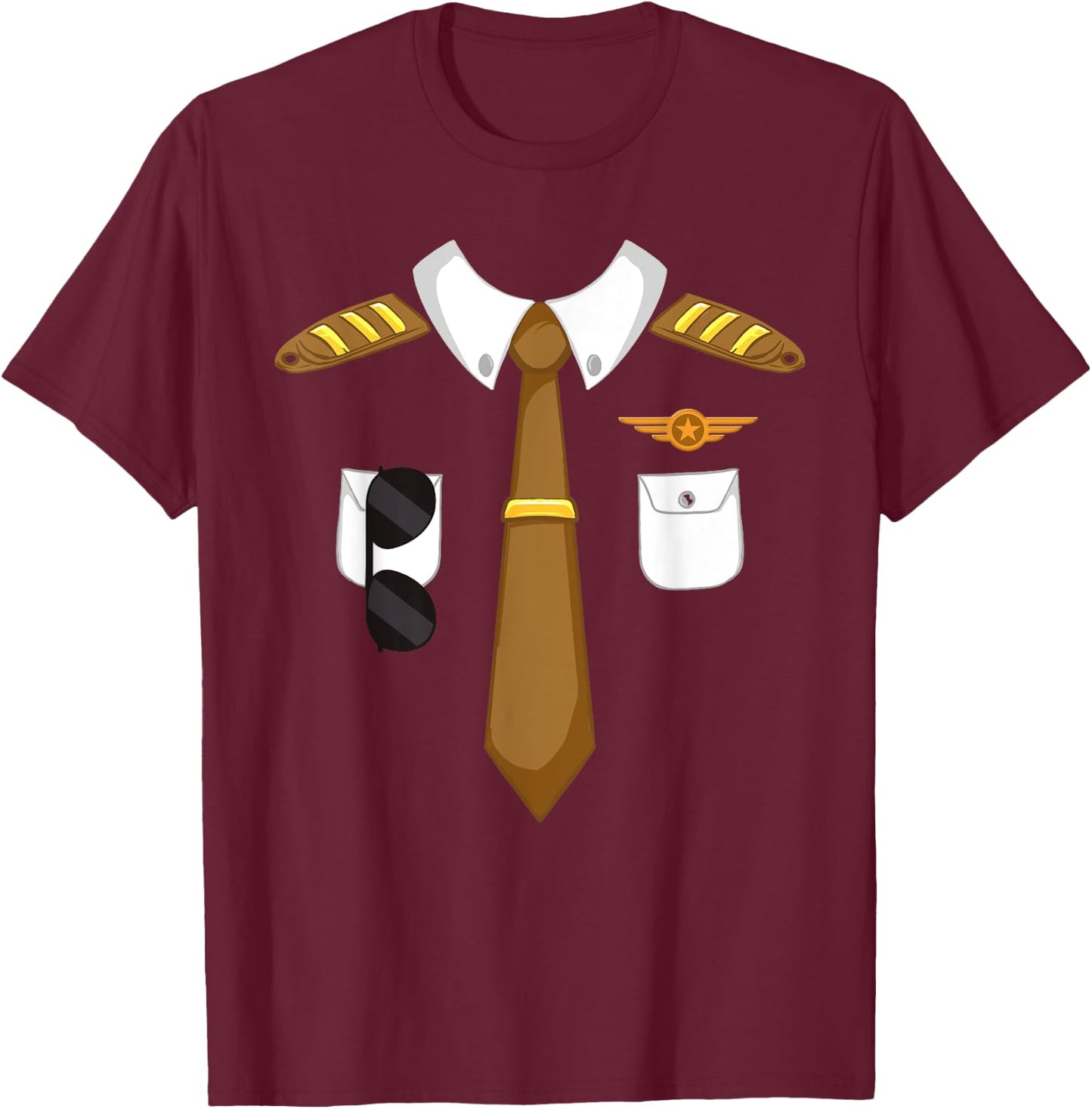 Airline Pilot Costume - Aviation Airplane Aircraft Lover T-Shirt - T-Shirt | Maroon