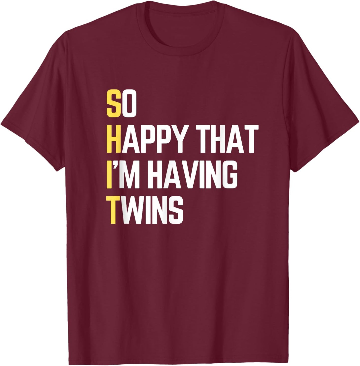 Funny Twins Dad Twin Daddy Expecting Twins Father Gift T-Shirt - T-Shirt | Maroon
