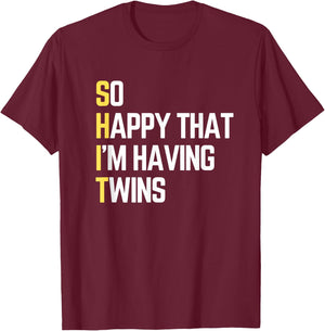 Funny Twins Dad Twin Daddy Expecting Twins Father Gift T-Shirt - T-Shirt | Maroon