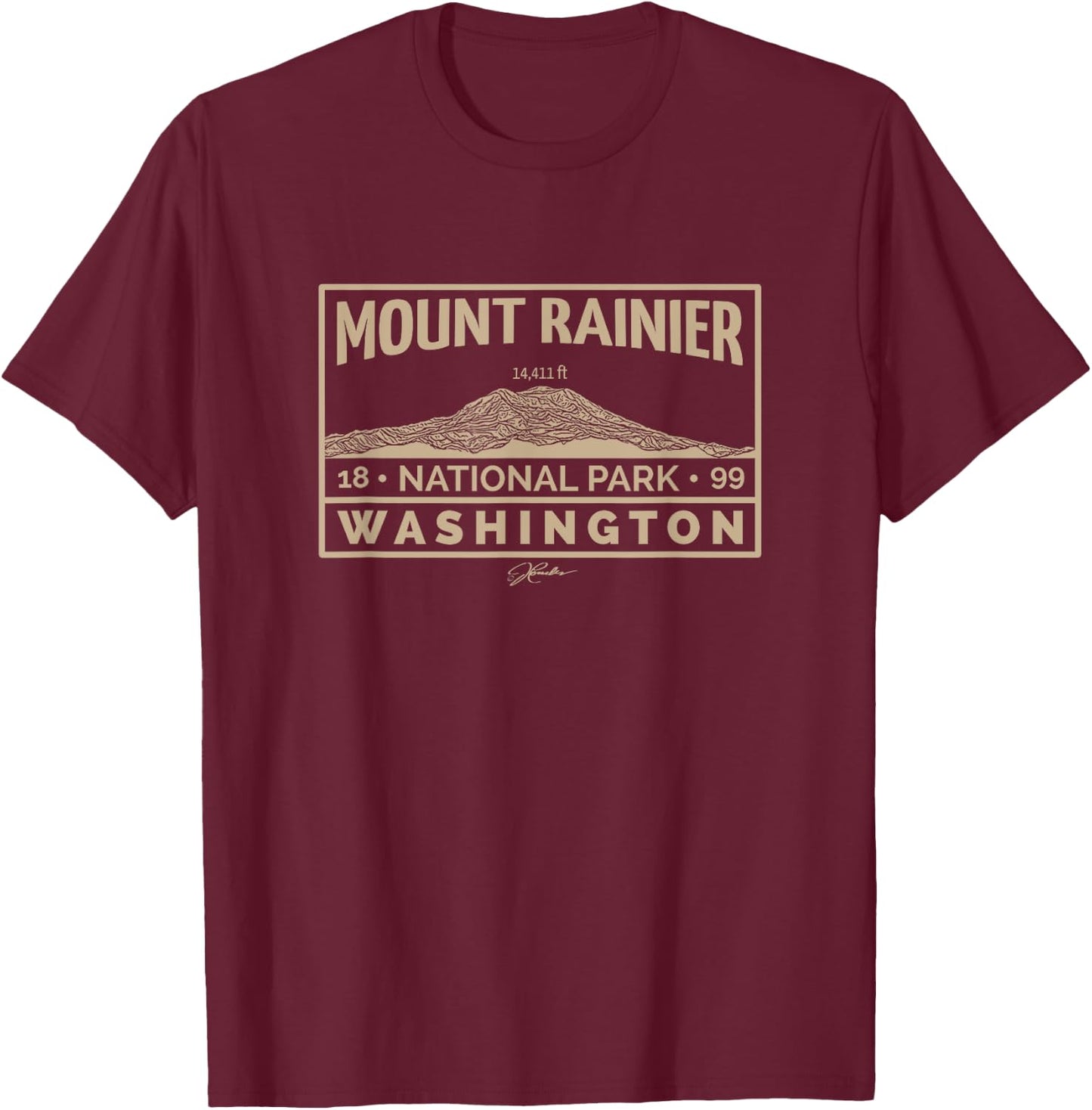 JCombs: Mount Rainier National Park T-Shirt - T-Shirt | Maroon