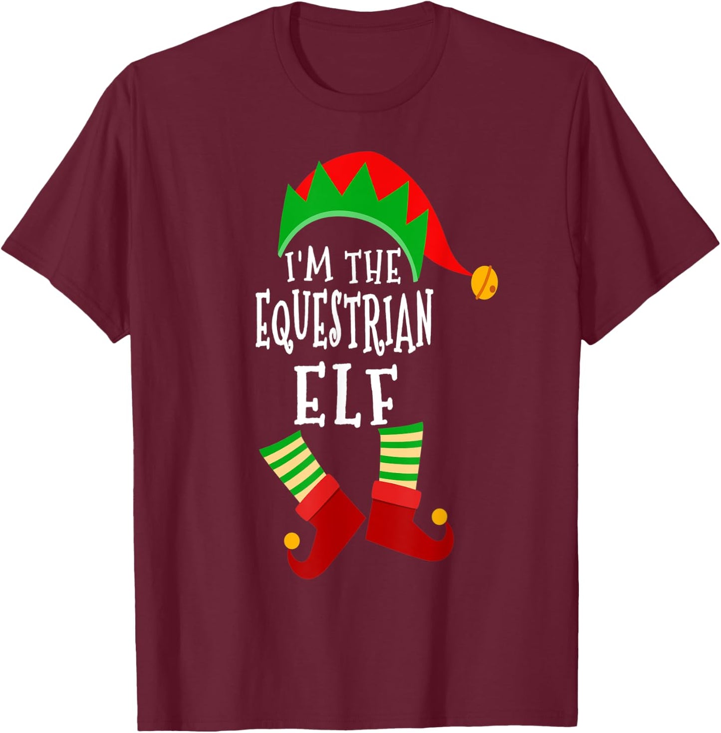 Equestrian Elf Matching Family Group Christmas Elf Costume T-Shirt - T-Shirt | Maroon