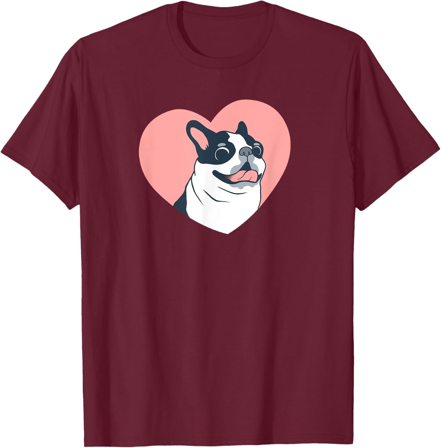 Cute Boston Terrier Dog Love Women Kids T-Shirt - T-Shirt | Maroon