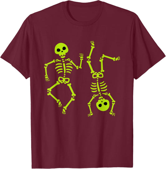 Dancing Skeletons Halloween Shirt for Boy Girl Youth Toddler T-Shirt - T-Shirt | Maroon
