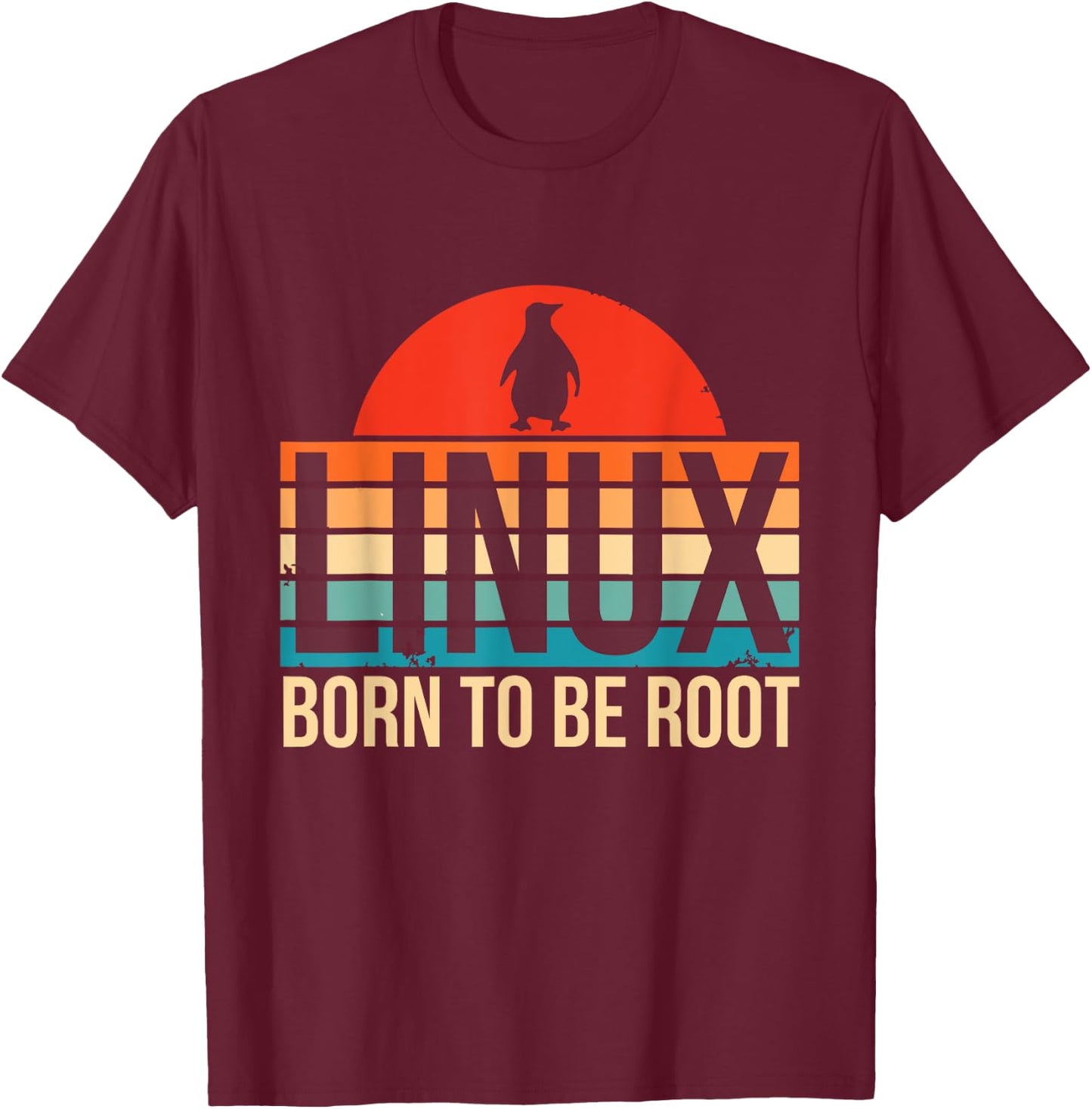 Linux Retro Born To Be Root Motto for Computer scientist T-Shirt - T-Shirt | Maroon