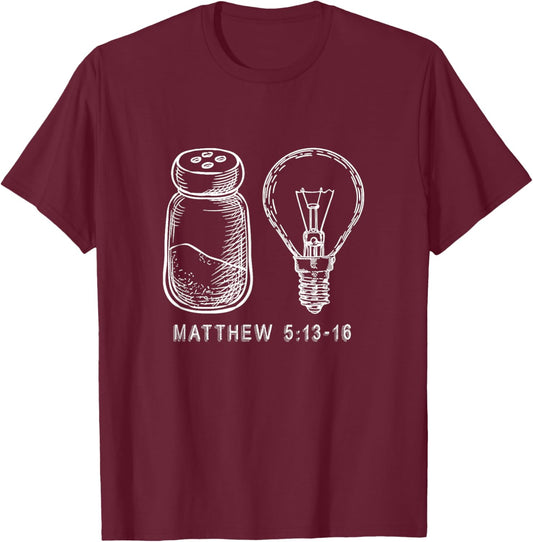 Bible Verse Salt And Lamp You Are The Light Of The World T-Shirt - T-Shirt | Maroon