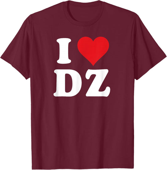 I Heart DZ Initials I Love D.Z. First And Last Name D Z T-Shirt - T-Shirt | Maroon